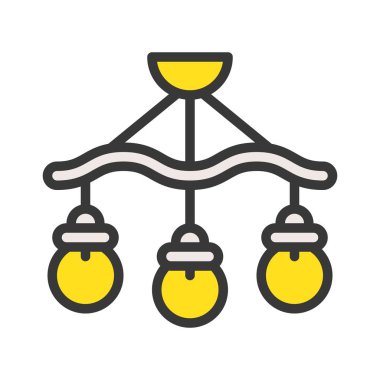 Fener veya lamba vektör simgesi, dolgulu tasarım düzenlenebilir kontur