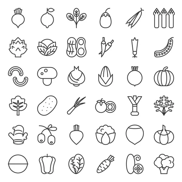 Gemüse Symbol Set Linienstil Vektor Illustration — Stockvektor