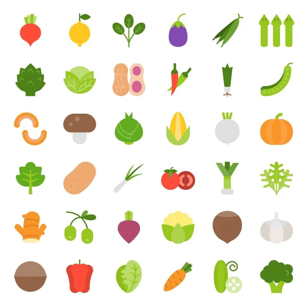 Conjunto Iconos Vegetales Ilustración Vectorial Estilo Plano — Archivo Imágenes Vectoriales