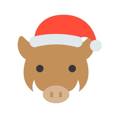 yaban domuzu santa şapka, düz simgesi tasarım