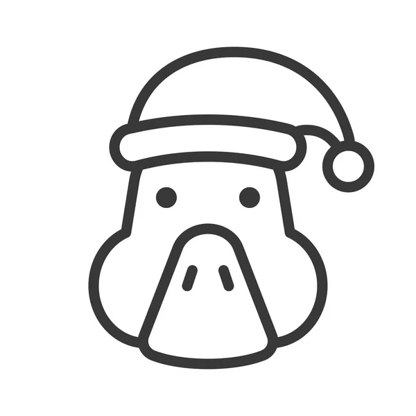 Goose Wearing Santa Hat Outline Icon Editable Stroke — Stock Vector