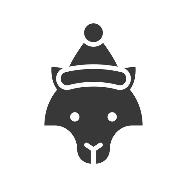 狐狸戴圣诞老人帽子 剪影图标设计 — 图库矢量图片