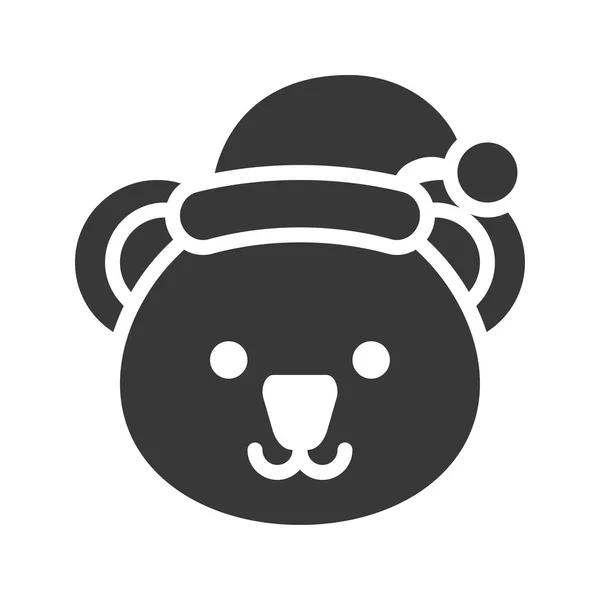 Koala Usando Chapéu Santa Design Ícone Silhueta — Vetor de Stock