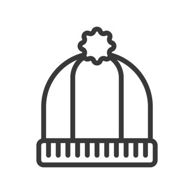 Yün şapka vektör çizim, Chirstmas düzenlenebilir anahat simgesini ilgili.