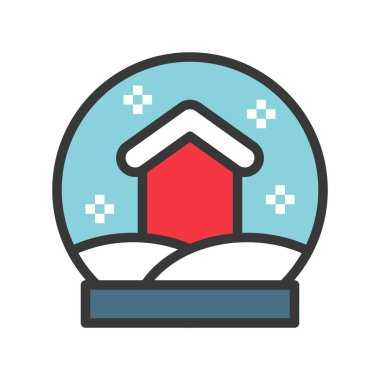 Kar Küre vektör, ilgili Chirstmas tasarım simgesi düzenlenebilir anahat dolu. 