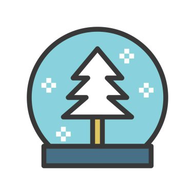 Kar Küre vektör, ilgili Chirstmas tasarım simgesi düzenlenebilir anahat dolu. 