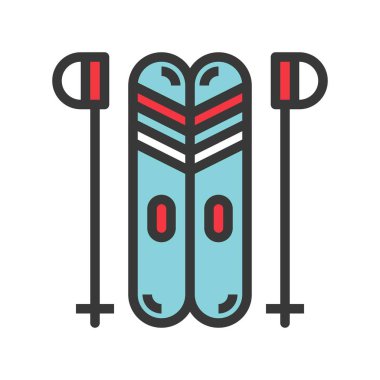 Kayak vektör, ilgili Chirstmas tasarım simgesi düzenlenebilir anahat dolu. 