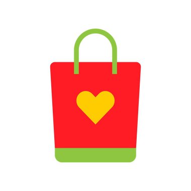 Alışveriş çantası vektör, Online alışveriş düz tasarım simgesi