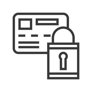 Kart kilidi vektör, Online alışveriş satırı tasarım simgesi düzenlenebilir anahat ile