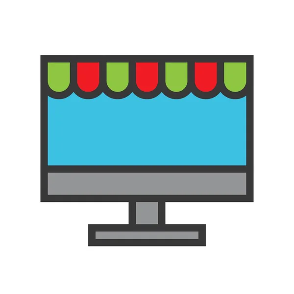 Internetový Obchod Vektor Online Nakupování Vyplněné Design Ikony Upravitelné Osnovy — Stockový vektor
