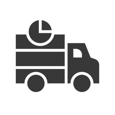 Nakliye kamyonu vektör, Online alışveriş katı tasarım simgesi