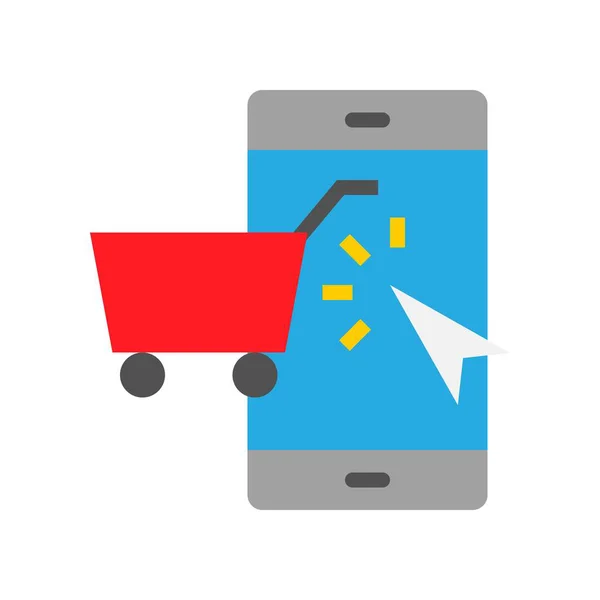 Ψώνια Στο Τηλέφωνο Διάνυσμα Online Ψώνια Επίπεδη Σχεδίαση Εικονίδιο — Διανυσματικό Αρχείο