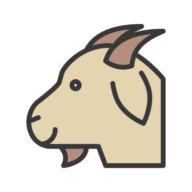 Keçi baş vektör, çiftlik hayvanı tasarım düzenlenebilir kontur simgesini dolu.