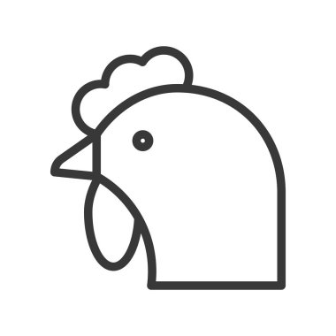 Horoz baş vektör, çiftlik hayvan satırı tasarım düzenlenebilir kontur simgesini