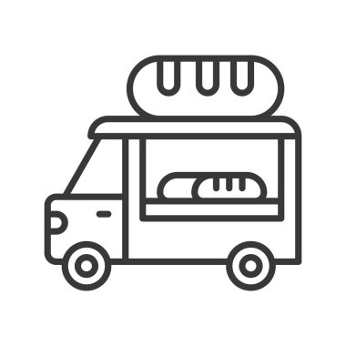 Ekmek kamyon vektör, gıda kamyon satırı tasarım düzenlenebilir kontur simgesini