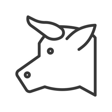 İnek baş vektör, çiftlik hayvan satırı tasarım düzenlenebilir kontur simgesini