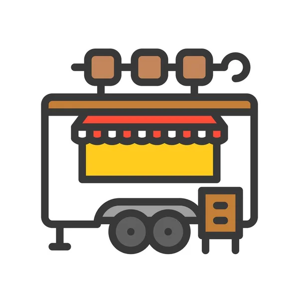 Kebab Truck Vektor Food Truck Gefüllt Design Editierbare Schlaganfall Symbol — Stockvektor