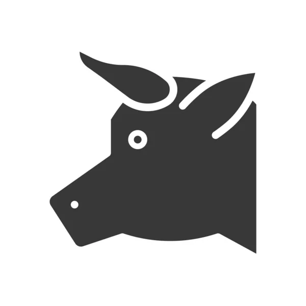 Vector Cabeza Vaca Icono Diseño Sólido Animal Granja — Archivo Imágenes Vectoriales
