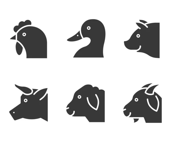 Ilustración Del Vector Animal Granja Icono Diseño Sólido — Vector de stock