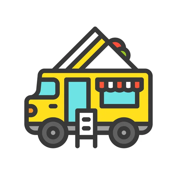 Sandwich Vrachtwagen Vector Food Truck Gevuld Ontwerp Bewerkbare Beroerte Pictogram — Stockvector