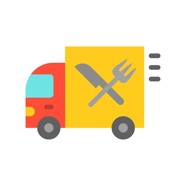 Food Truck Vectorillustratie Platte Ontwerp Pictogram — Stockvector