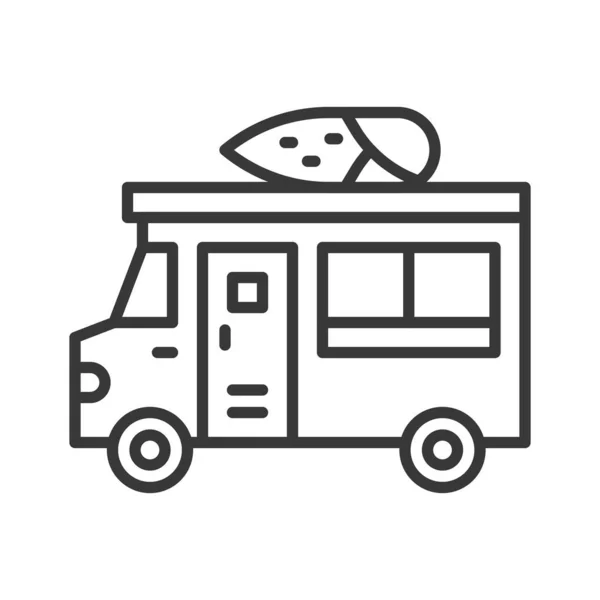 Gebratener Mais Truck Vektor Food Truck Liniendesign Editierbares Schlagsymbol — Stockvektor