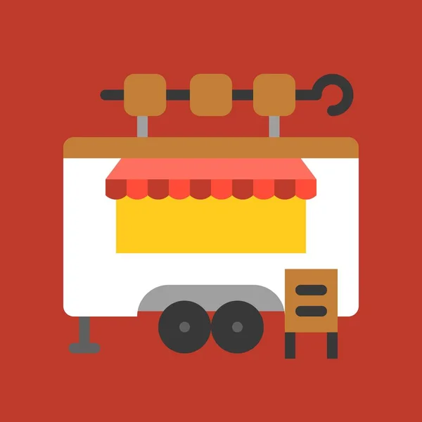 Kebab Truck Vektor Food Truck Flache Design Ikone — Stockvektor