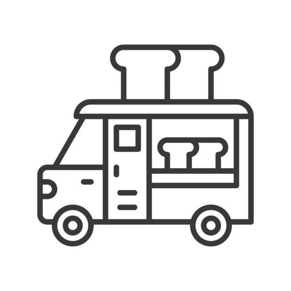 Brot Lkw Vektor Food Truck Liniendesign Editierbar Schlagsymbol — Stockvektor