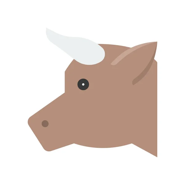 Cow Head Vector Farm Animal Flat Design Icon — Stock Vector