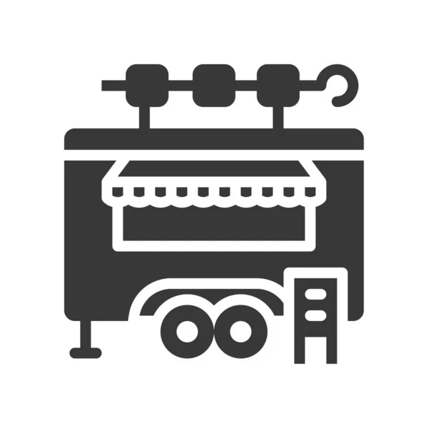 Kebab Vrachtwagen Vector Food Truck Solide Ontwerp Pictogram — Stockvector