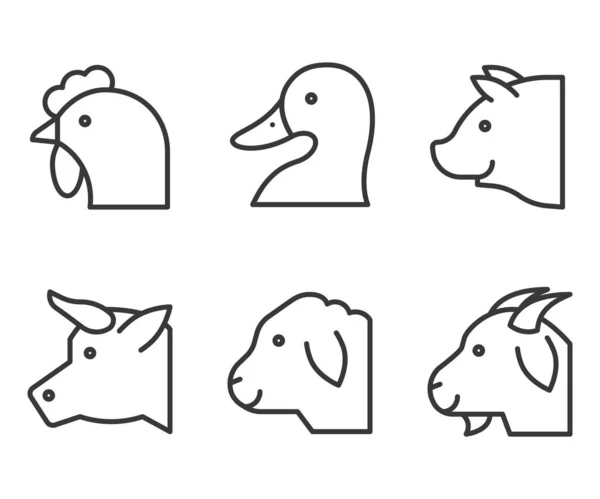 Farm Animal Vector Illustration Line Design Editable Stroke Icon — Stock Vector