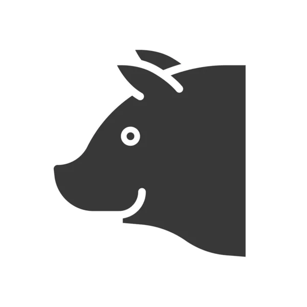 Vetor Cabeça Porco Ícone Design Sólido Animal Fazenda — Vetor de Stock