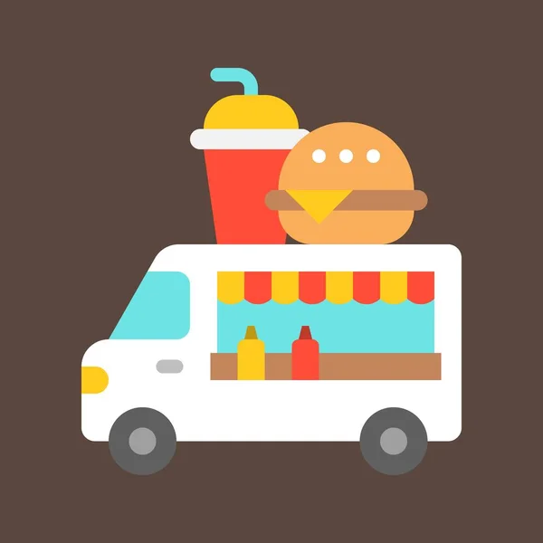 Vector Camión Comida Rápida Icono Diseño Plano Camión Comida — Archivo Imágenes Vectoriales