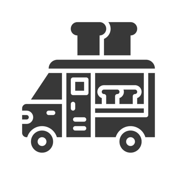 Brot Truck Vektor Food Truck Solides Design Ikone — Stockvektor