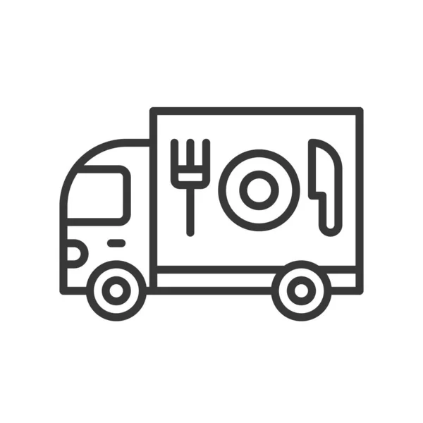 Vecteur Camion Alimentaire Icône Course Modifiable Conception Ligne — Image vectorielle