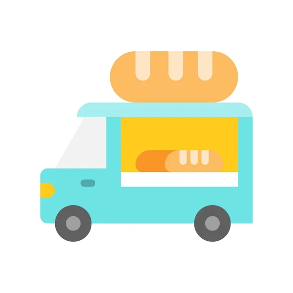 Brot Truck Vektor Food Truck Flache Design Ikone — Stockvektor