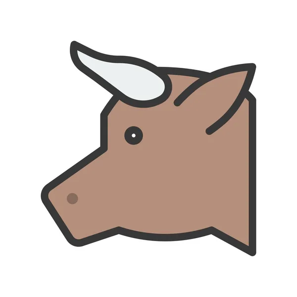 Kuhkopf Vektor Nutztiere Gefülltes Design Editierbares Strichsymbol — Stockvektor