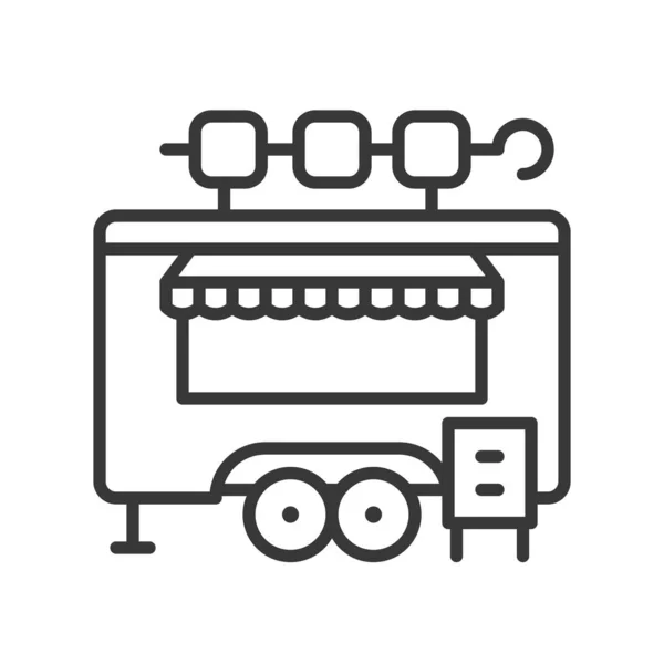 Kebab Truck Vektor Food Truck Liniendesign Editierbar Schlaganfall Symbol — Stockvektor