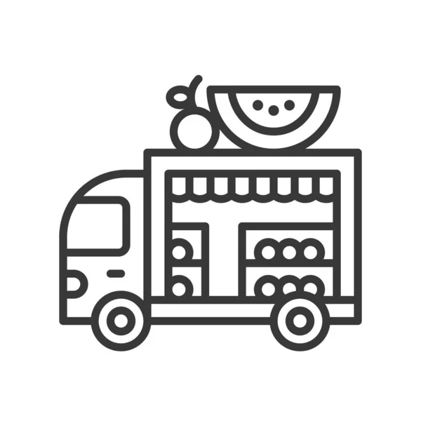 Vecteur Camion Fruits Icône Modifiable Course Conception Ligne Camion Alimentaire — Image vectorielle