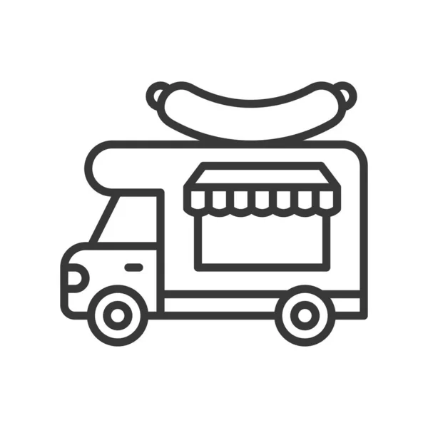 Λουκάνικο Διάνυσμα Φορτηγό Φορτηγό Τροφίμων Γραμμή Design Icon Στη Επεξεργάσιμο — Διανυσματικό Αρχείο