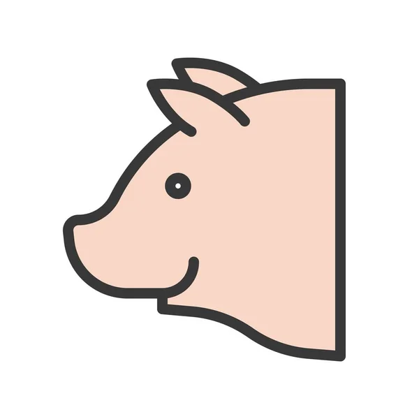Schweinekopfvektor Nutztier Gefülltes Design Editierbares Schlagsymbol — Stockvektor
