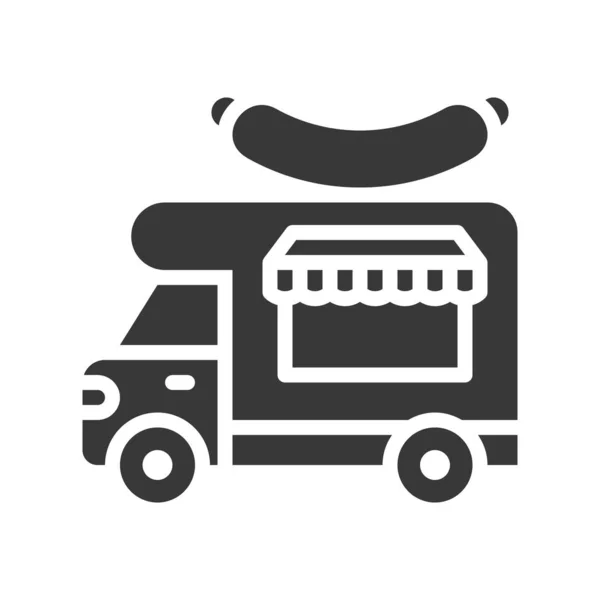 Worst Vrachtwagen Vector Food Truck Solide Ontwerp Pictogram — Stockvector