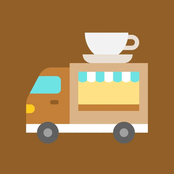 Kaffee Truck Vektor Food Truck Flache Design Ikone — Stockvektor