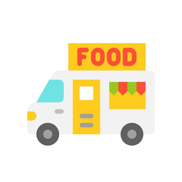 Illustration Vectorielle Camion Alimentaire Icône Design Plat — Image vectorielle