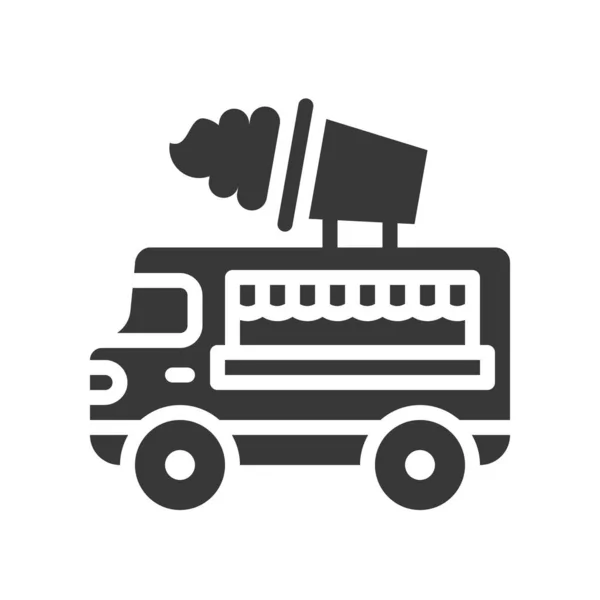 Ijs Vrachtwagen Vector Food Truck Solide Ontwerp Pictogram — Stockvector