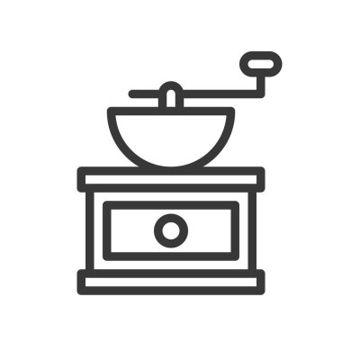 Kahve değirmeni vektör, kahve ilgili satırı tasarım düzenlenebilir kontur simgesini