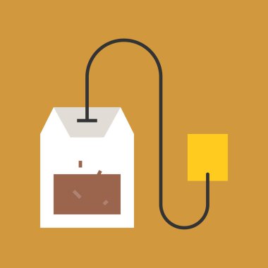 Çay poşeti vektör, kahve düz tasarım simgesi ilgili.