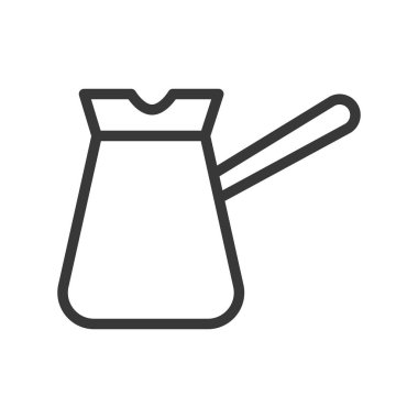 Türk cezve vektör, kahve ilgili satırı tasarım düzenlenebilir kontur simgesini