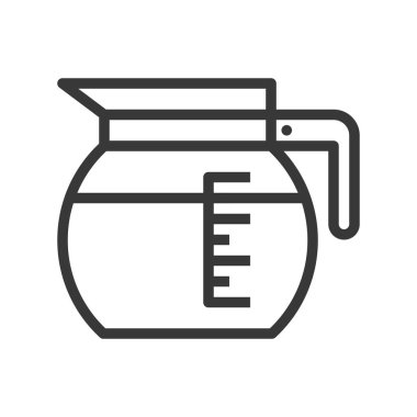 Kahve pot vektör, kahve ilgili satırı tasarım düzenlenebilir kontur simgesini