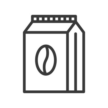 Kahve çanta vektör, kahve ilgili satırı tasarım düzenlenebilir kontur simgesini